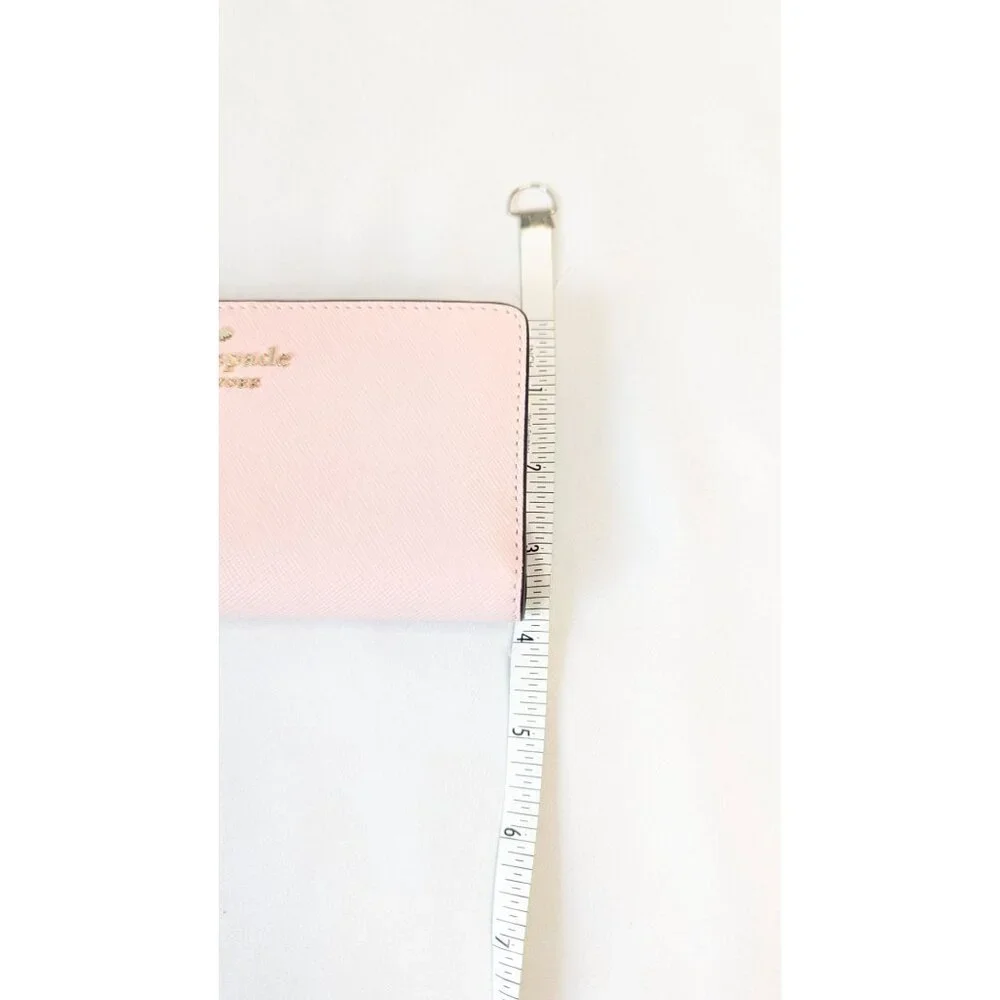 Kate Spade New York Long Wallet Bifold Saffiano Leather Pink Pastel Gold Tone - Picture 12 of 12